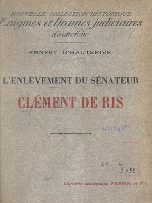 cover image of L'enlèvement du sénateur Clément de Ris